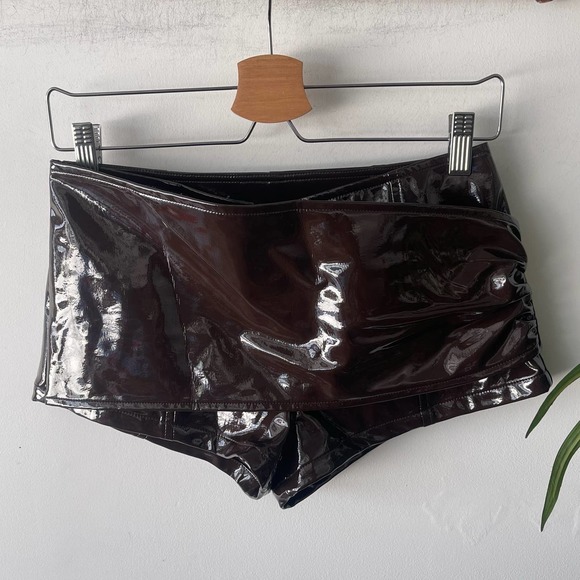 ASOS Pants - ASOS Steele Shorts Womens XS Brown Latex Wrap Mini Chocolate
